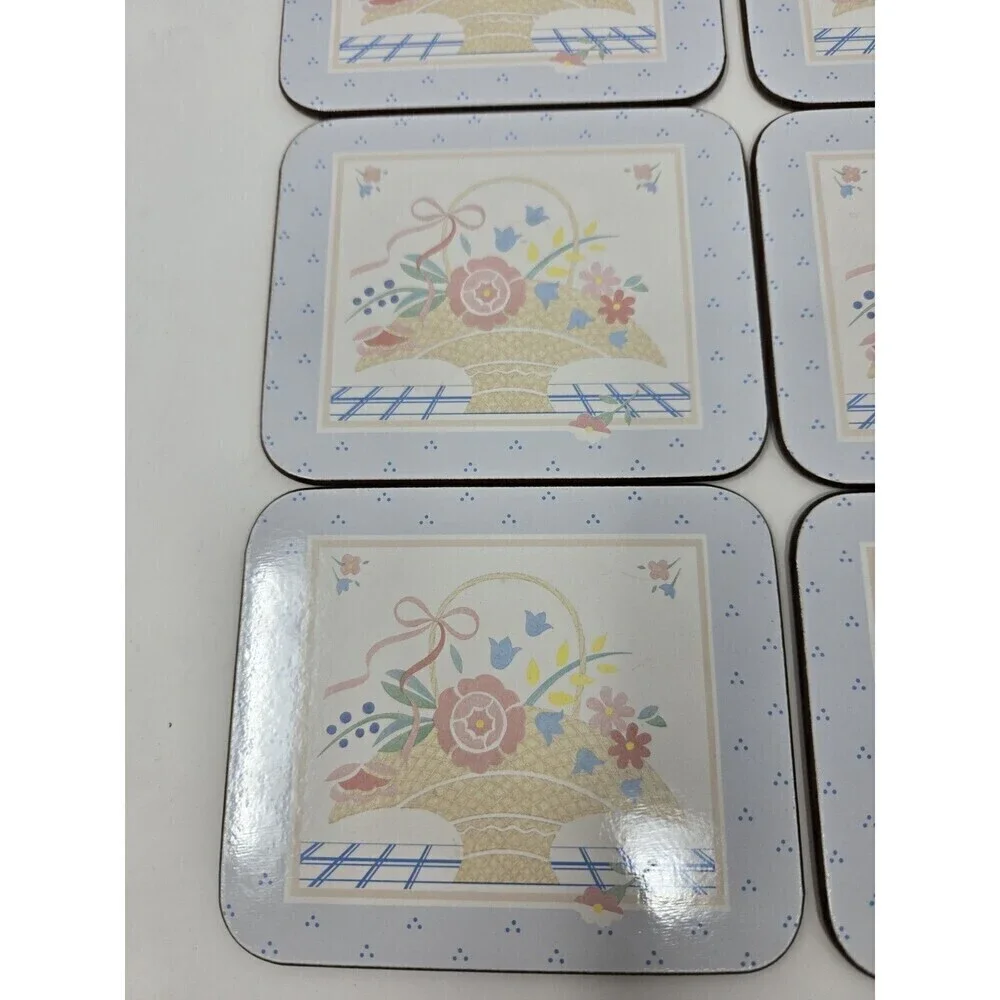 VINTAGE JASON NEW ZEALAND SIX COASTERS WITH BOX COUNTRY BASKET 1980S CORK BACK